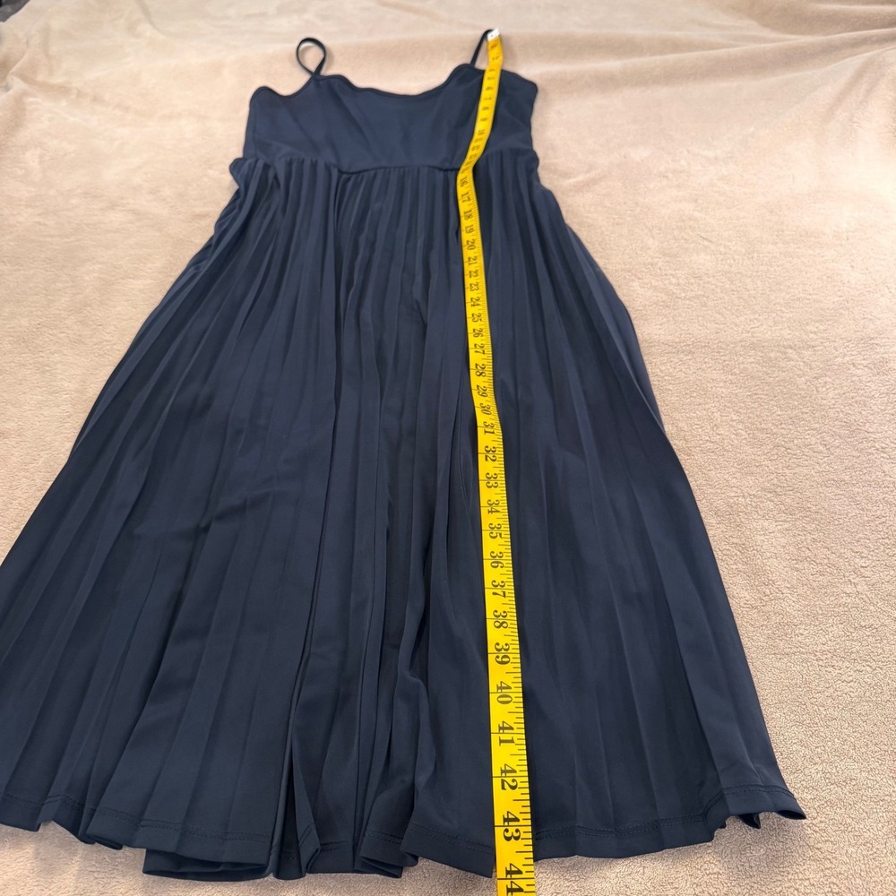NWT Navy Blue Pleated Midi Dress Wedding Party Minimalist Summer Resort Sz M - Picture 8 of 12